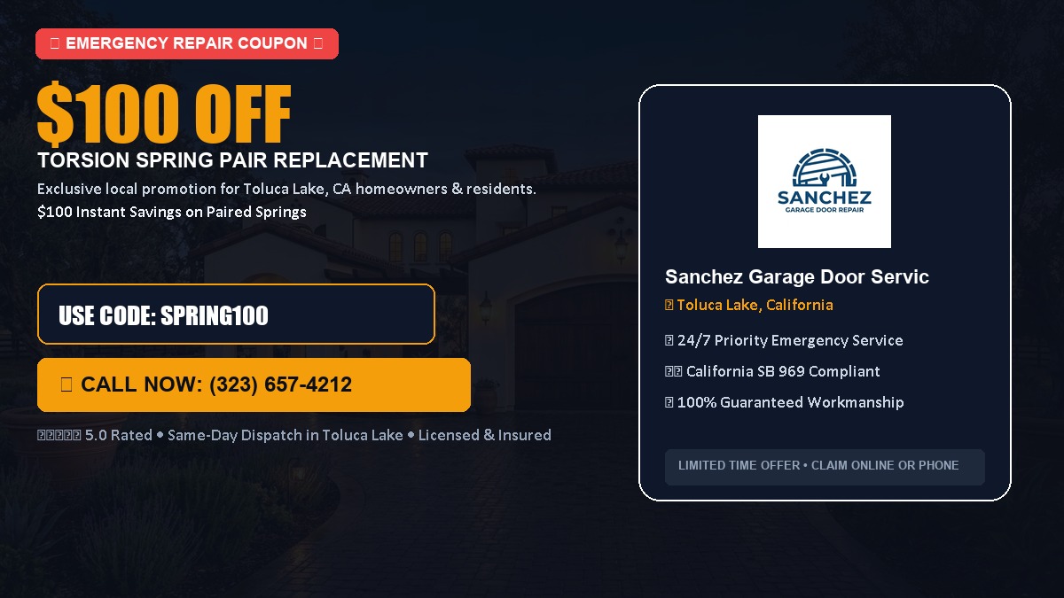 $100 OFF Heavy-Duty Torsion Spring Pair Replacement in Toluca Lake, CA